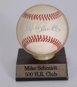 Autographed Mike Schmidt 500 Club Baseball