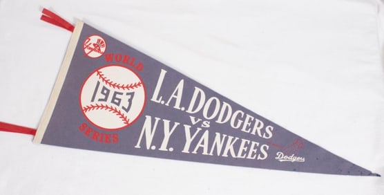 1963 Dodgers Yankees World Series Pennant