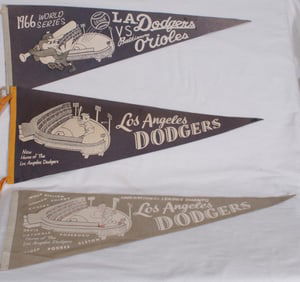 Collection of Three Early LA Dodger Pennants