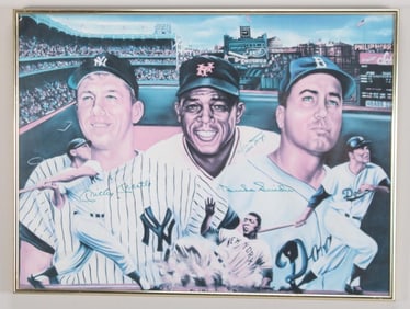 Duke Snider, Willie Mays and Mickey Mantle Signed Poster