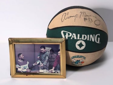 Alonzo Mourning Signed Charlotte Hornets Mini Ball