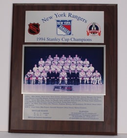 New York Rangers Stanley Cup Team Plaque