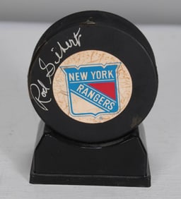 Rod Gilbert Autographed New York Rangers Puck
