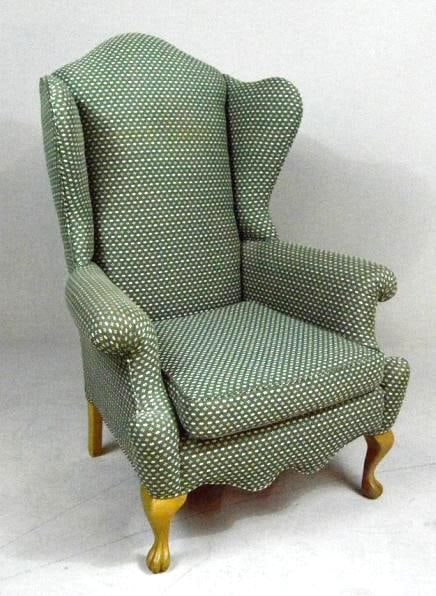 Queen Anne Style Wingback Armchair
