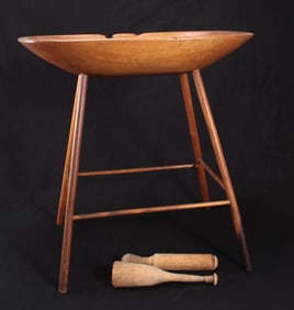 Primitive Dough Bowl on Stand