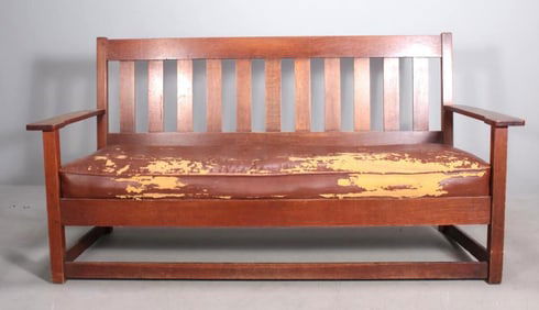 Charles Stickley Mission Oak Settle