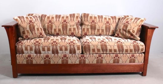 Mission Style Oak Sleeper Sofa