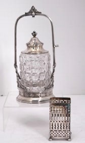 Reed & Barton Silverplate with Cut Glass Pickle Castor