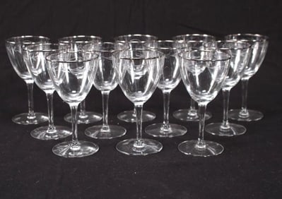 Twelve (12) Etched Tall Cordial Glasses