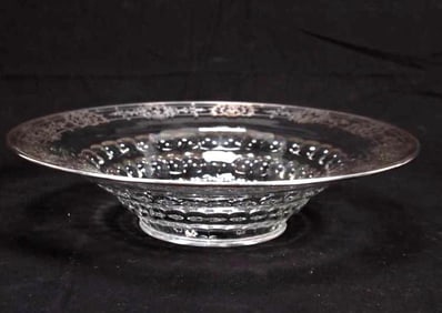 Glass Center Bowl with Silver Overlay