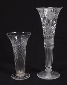 Two American Brilliant Cut Glass Trumpet Vases