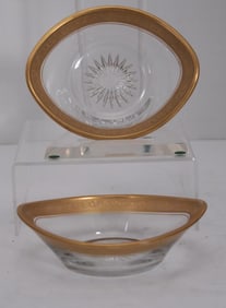 Pair of Cut Glass and Gilt Nut Dishes