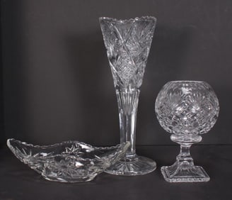 Three (3) American Cut Glass Objects