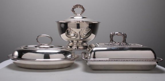 Three Covered Silverplate Service Items