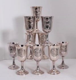 Set of Ten (10) Silverplate Goblets by International Silver