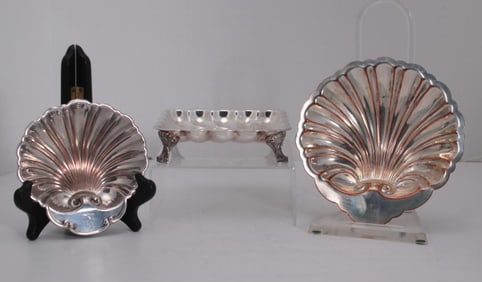 Three (3) Silverplate Scalloped Dishes