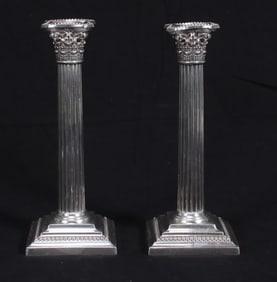 Pair of Silverplate Candlesticks from the Union League Club
