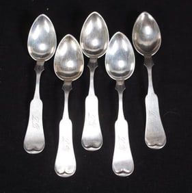 Five Kentucky Maker Sterling Teaspoons