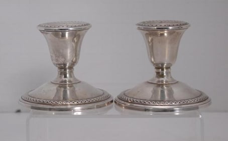 Pair of Rogers Sterling Silver Candlesticks