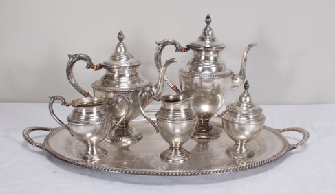 Rogers Five (5) Piece Sterling Silver Tea Service