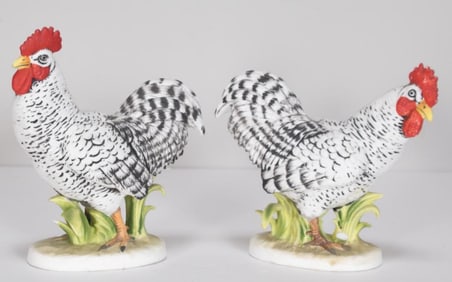 Pair of Lofton China Roosters