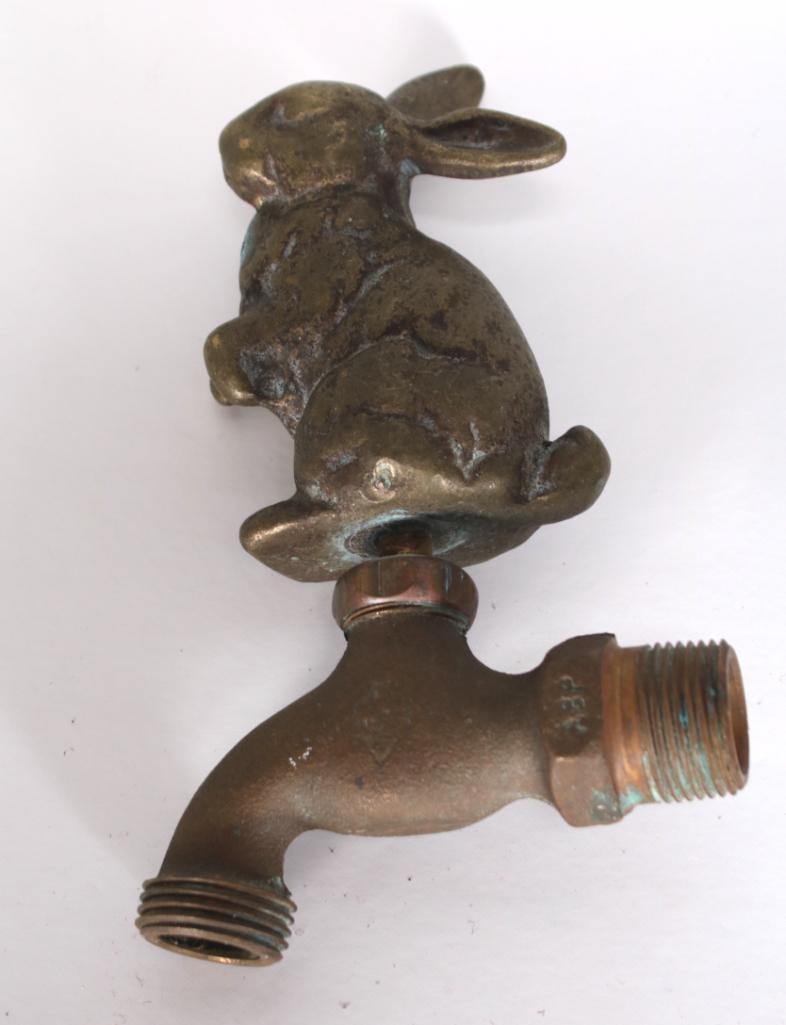 Garden Hose Spigot with Rabbit: Working Dimensions: H 8 x W 4 x D 2 inches NOTE: Appears unused