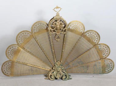 Brass Peacock Fire Screen
