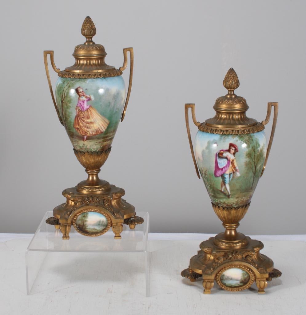 Pair of Sevres Style Urns (1 of 10)