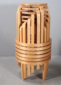 Six Bentwood Stacking Bar Stools