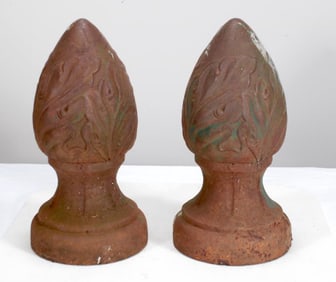 Pair of Cast Iron Acorn Finials