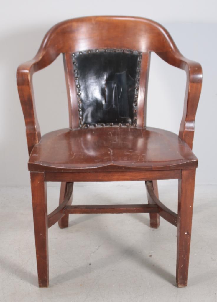 Regency Style Walnut Armchair: With a shaped and moulded back and arms, over a shaped seat, the whole raised on four tapering square legs supported by an H-stretcher. Dimensions: H 33 x W 23 x D 18 inches NOTE: Wear consistent wi