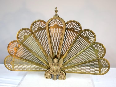 Brass Peacock Fire Screen