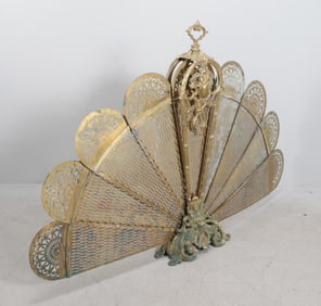 Brass Peacock Fire Screen
