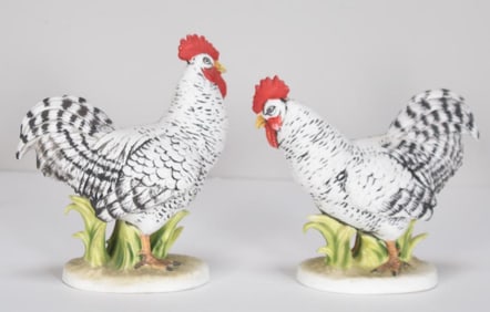 Pair of Lofton China Roosters
