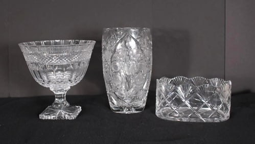Three American Cut Crystal Objects