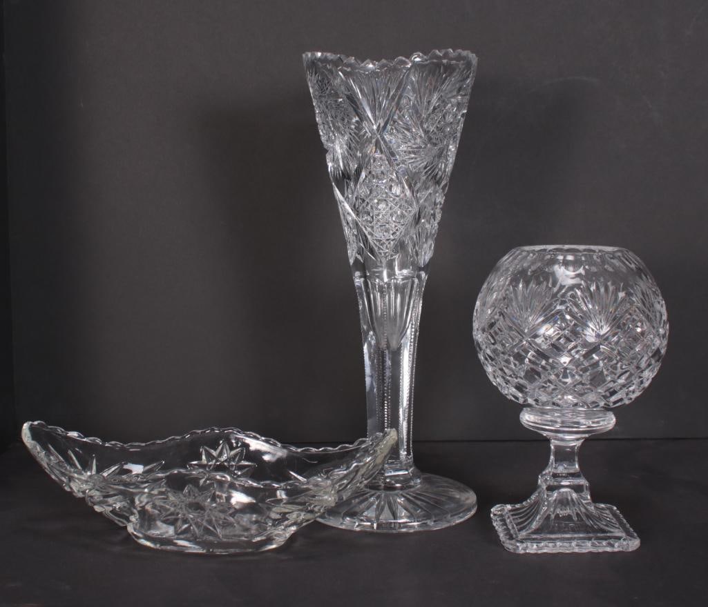 Three (3) American Cut Glass Objects (1 of 5)
