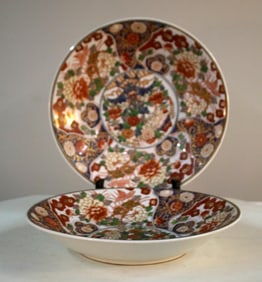 Pair of Shallow Imari Bowls