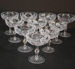 Set of 12 Crystal Coupe Glasses