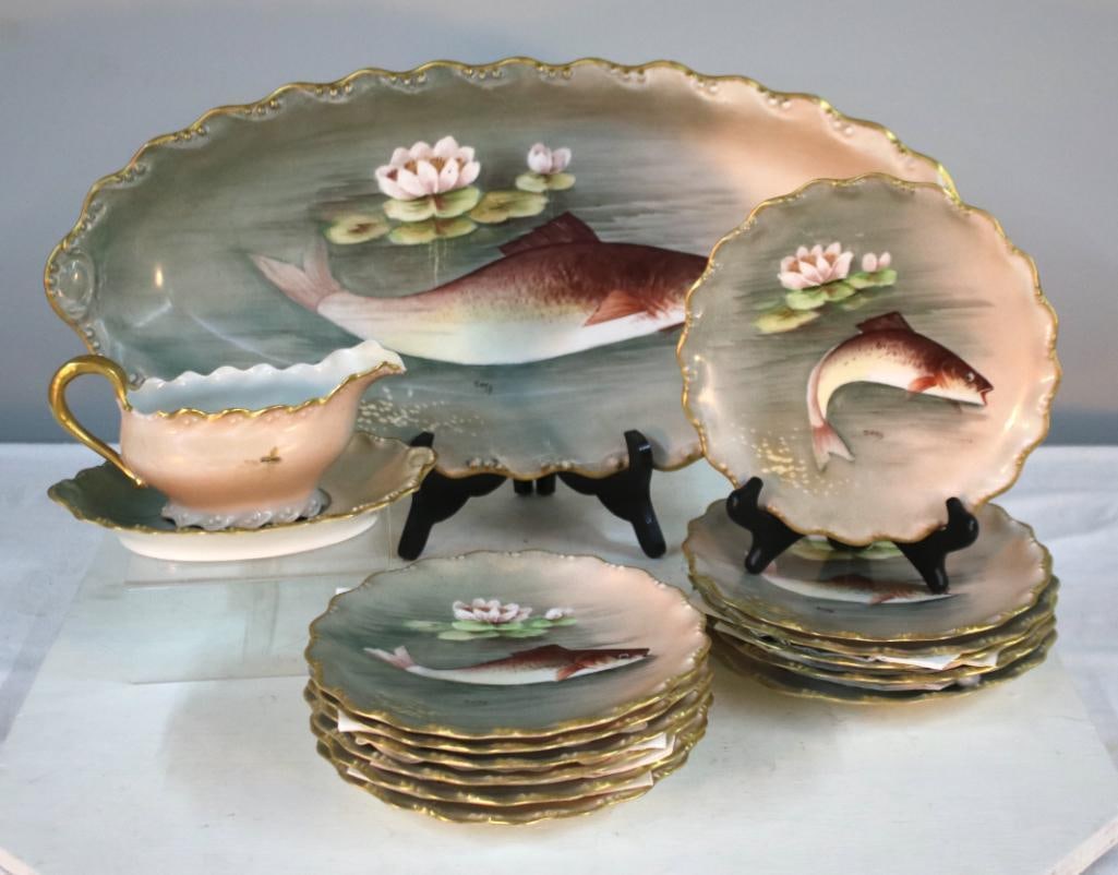 Limoges Fish Plate Set (1 of 8)
