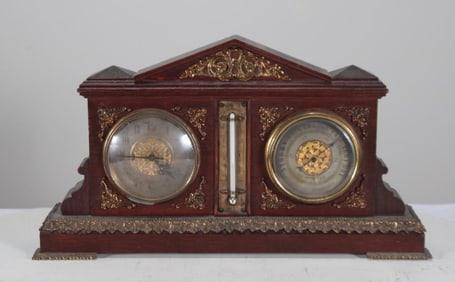 Mahogany Mantle Clock and Barometer