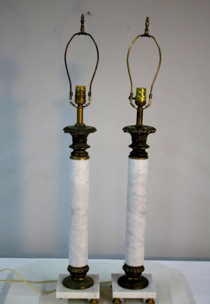 Pair of Marble Column Lamps (1 of 8)