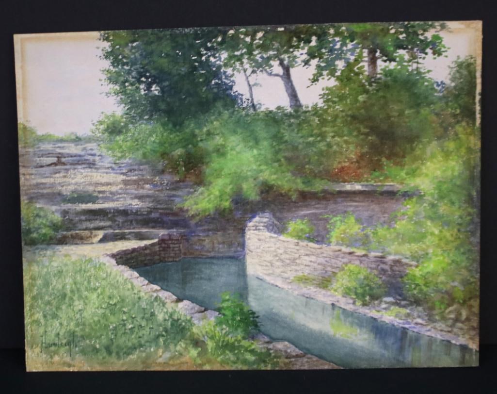 William T. Hunleigh (1848-1916): Big Spring, KY. , , A variation of a common theme for Hunleigh, who was a noted landscape artist and several of his portraits and landscapes are found in the Kentucky Historical Society's collecti