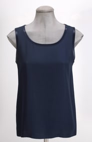 Yves Saint Laurent Silk and Crepe Sleeveless Blouse