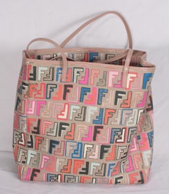 Fendi Canvas and Patent Leather Shoulder Totebag
