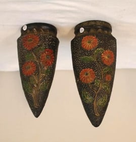 Pair of Hand-Decorated Ceramic Conical Vases