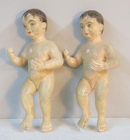 Pair of Painted Plaster Child Figures