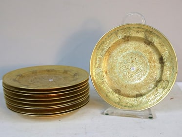 Set of Ten Gilt-Decorated Glass Plates