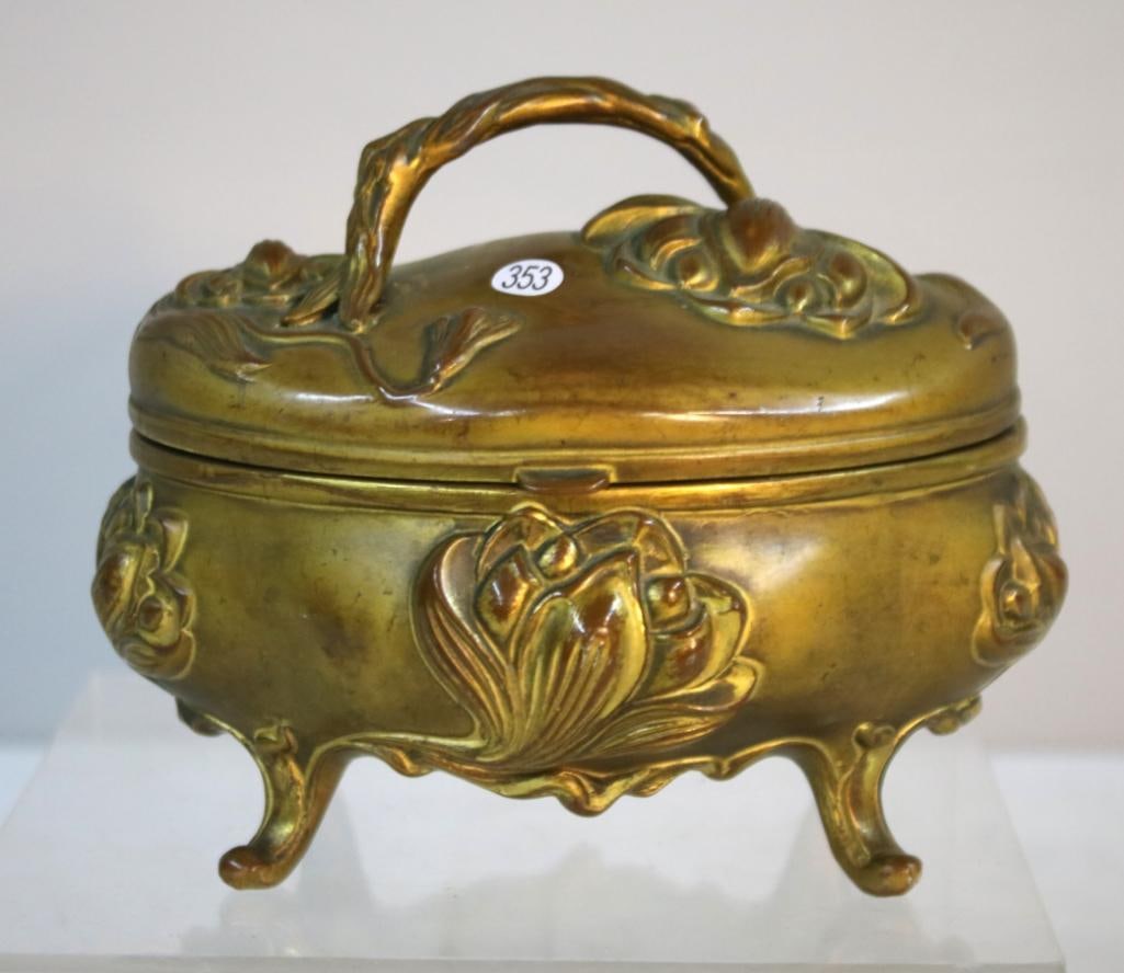 J.B. Jennings Art Nouveau Brass Jewelry Box (1 of 5)