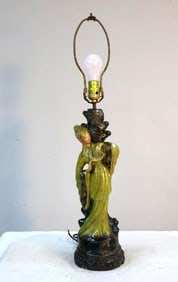Asian Figural Chalkware Table Lamp