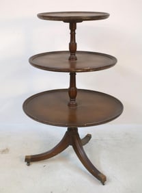 Three Tier Leather Top Dumbwaiter